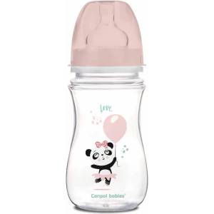 Canpol babies Антиколик шише Canpol - Exotic Animals, 240 ml, розова панда (35/221_pin) - ozone