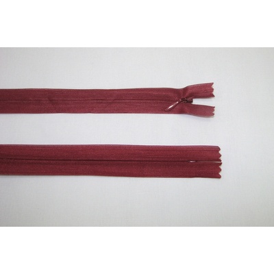 Zips krytý 3mm bordová nedeliteľný 50cm dederon