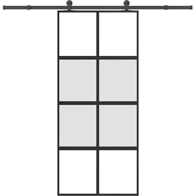 vidaXL Плъзгаща се врата с обков 90x205 см Закалено стъкло и алуминий (3333011)