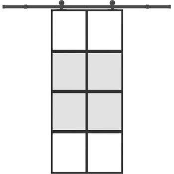 vidaXL Плъзгаща се врата с обков 90x205 см Закалено стъкло и алуминий (3333011)