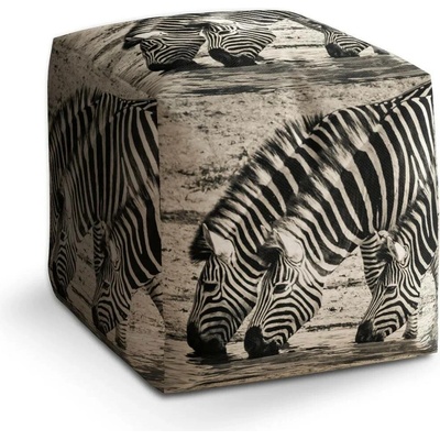 Sablio Taburet Cube Zebry u vody: 40x40x40 cm