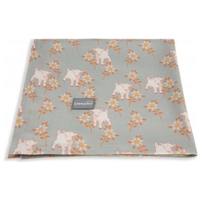 Sleepee Bambusová deka šátek Bamboo 3v1 Vintage Animals Sky Blue