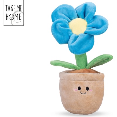 Mikro trading Take Me Home - Kvetina plyšová v kvetináči - 30 cm - modrá