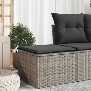vidaXL Градинска табуретка с възглавница сива 55x55x37 см полиратан (366119)