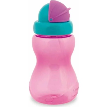 Canpol babies Преходно шише със сламка и капаче Canpol - Розово, 270 ml (56/109_pin)