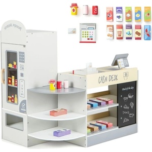 Costway Дървен игрален комплект Costway - Mагазин с аксесоари, бял (TM10083GR) - baby