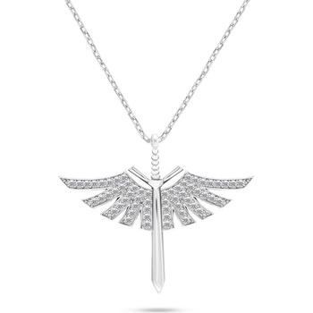 Brilio Silver Štýlový strieborný náhrdelník anjelský meč so zirkónmi NCL144W
