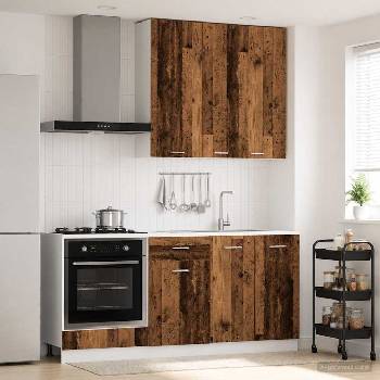 vidaXL Кухненски единица LYON 5 pcs Старо дърво Инженерна дървесина (3438233)