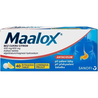 MAALOX BEZ CUKRU CITRON POR 400MG/400MG TBL MND 40