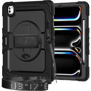 Tech-Protect Калъф с Дръжка за iPad Pro 13 2025-2024, Tech-Protect Solid360 Case, Черен (5906302308606)