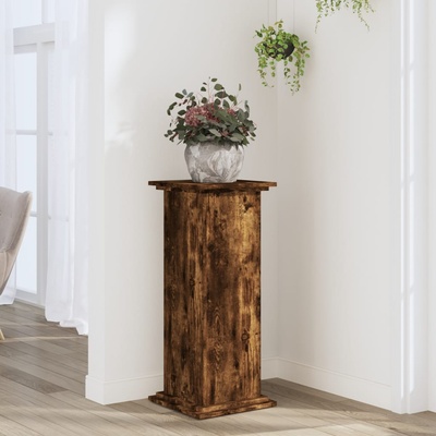 vidaXL Поставка за растения, опушен дъб, 33x33x80 см, инженерно дърво (852973)