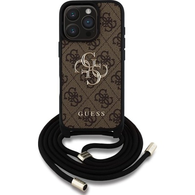 GUESS Калъф Guess PU 4G Metal Logo Crossbody Strap - iPhone 16 Pro Max - Кафяв (3666339434441)