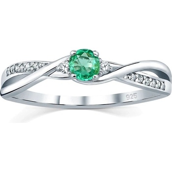 SILVEGO Strieborný prsteň s pravým prírodným smaragdom JJJR1100ER