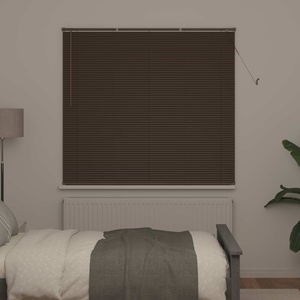 vidaXL Венецианска щора Тъмно кафяво с шарка 150 x 150 cm 25 mm ПВЦ (42003795)