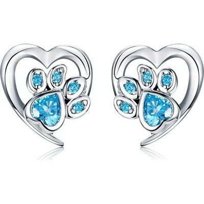 P&J Jewellery stříbrné náušnice milující tlapka SE24 modrá