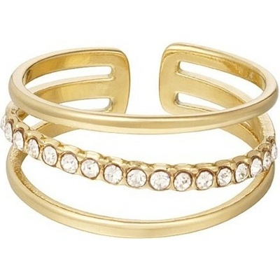 Ornamenti Pozlacený prstýnek Double Ring Zircon gold OOR800144