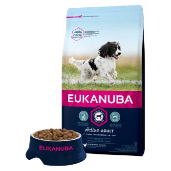 EUKANUBA Dog Medium - Премиум суха храна за израснали кучета от средни породи с пилешко и пуешко месо, 3 кг