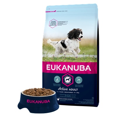 EUKANUBA Dog Medium - Премиум суха храна за израснали кучета от средни породи с пилешко и пуешко месо, 3 кг