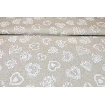 MADE IN ITALY Dekoračná látka biele srdiečka, šírka 140 cm Biela Šírka 140 cm