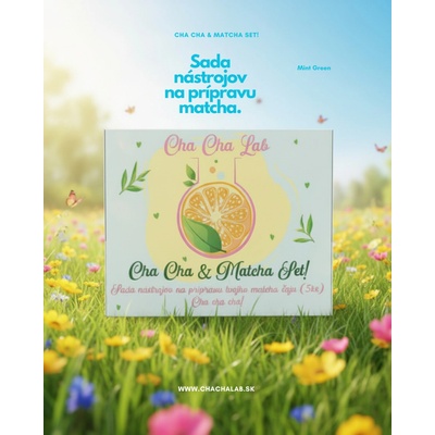 ChaChaLab Set nástrojov na prípravu matcha čaju 5 ks Mint Green s Chawan miskou 500 ml