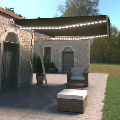 VidaXL Automatická markýza LED a senzor větru 500 x 350 cm antracitová