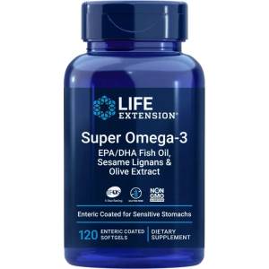 Life Extension Super Omega-3 EPA/DHA Рибено масло, рибено Омега-3 EPA/DHA, 120 меки капсули