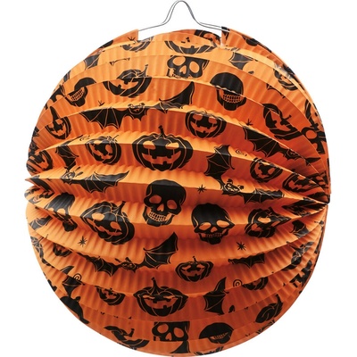 Papierový lampión Halloween – guľatý, 26 × 22,5 cm