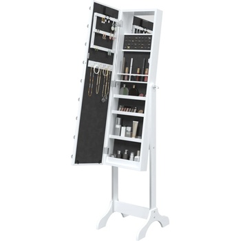 Image 1 of vidaXL Стоящо огледало с LED, бяло, 34x37x146 см (351766)