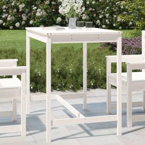 vidaXL Градинска маса бяла 121x82, 5x110 см борово дърво масив (824089)