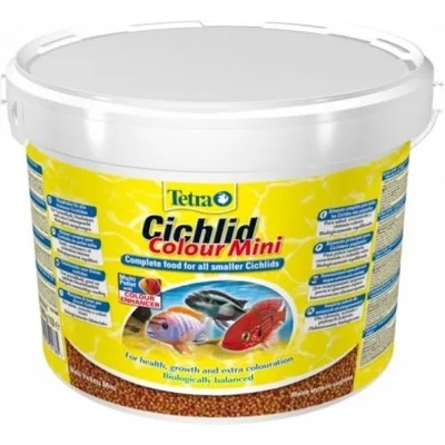 TETRA Cichlid Colour Mini Pellets - пълноценна храна за всички видове дребни цихлиди - подсилва цветовете - кофа 10 литра
