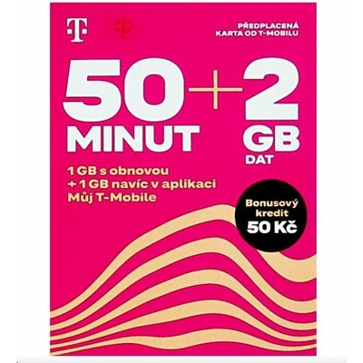 PŘEDPLACENÁ T-MOBILE TWIST SIM KARTA - 50 MINUT VOLÁNÍ, 5 SMS A 2 GB DAT + BONUSOVÝ KREDIT 50,- Kč