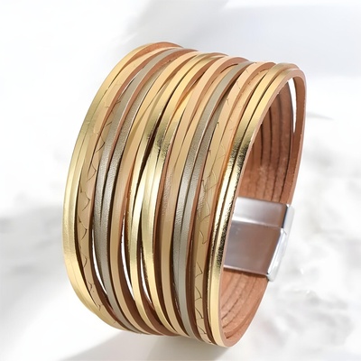 HARAHU Дамски гривна ko-38705 - Златна / Кафява kp38705 (ko-38705)