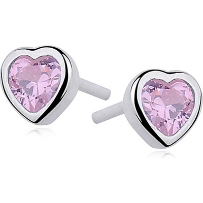 Lunica stříbrné náušnice RŮŽOVÉ SRDCE 0026