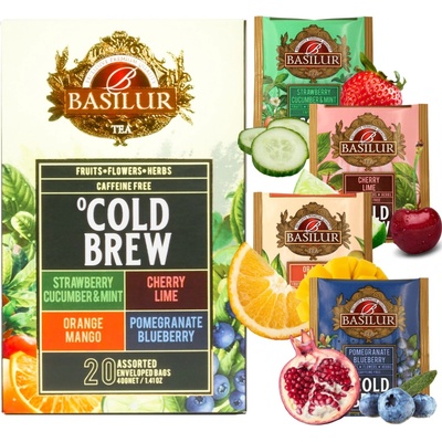 Basilur COLD BREW sada ovocných čajov BEZ KOFEÍNU 4 príchute 20 x 2 g