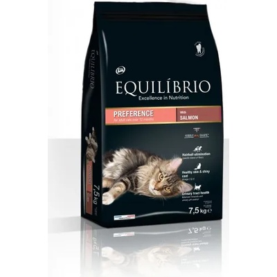 Equilibrio Adult Cat PREFERENCE SALMON - Пълноценна храна за израснали котки със сьомга 7, 5 кг, Франция