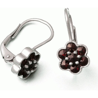 Zlatnictví zlatíčko náušnice s českým granátem kytičky 970.00007