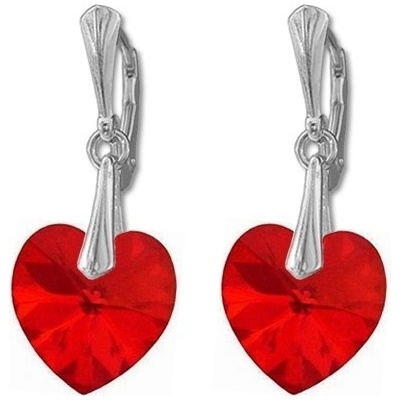 For You náušnice Swarovski elements srdce červené SIAM Nau-srdce-017