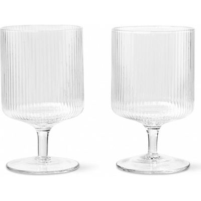 ferm LIVING Sklenice na víno Ripple Clear set čirá barva sklo 2 x 270 ml