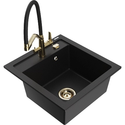 Mexen Vito мивка от гранит с 1 отделение и кухненски смесител Duo, черен - 6503-77-671701-57-G (6503-77-671701-57-G)