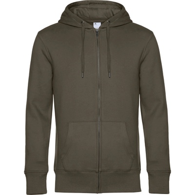 B&C mikina KING Zipped Hood s kapucí a zipem, pánská COT01U03K55500-khaki Khaki