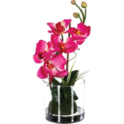 Atmosphera Růžová orchidej v skleněné váze, domácí dekorace, výška 37 cm růžová