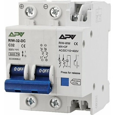 FVE odpínač integrovaný s vypínací spouští Adelid APV 2P 32A 500V DC RIW-2P-32A-DC