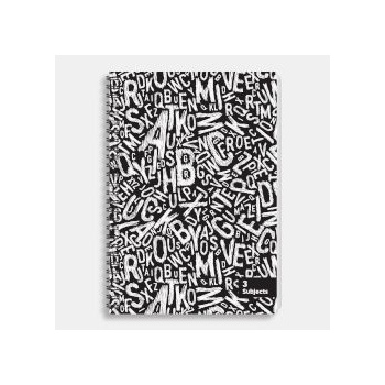 Sentio Тетрадка със спирала 17x25см, 3 теми, 105 листа Letters