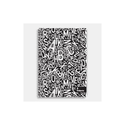 Sentio Тетрадка със спирала 17x25см, 3 теми, 105 листа Letters