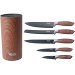 Voltz Комплект ножове и поставка Oliver Voltz OV51633G5 Wood, мраморно покритие, кафяви (OV51633G5 Wood)