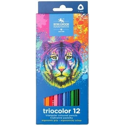 Koh i Noor Tiger farebné trojhranné ceruzky sada 3132 12 12 rôznych farieb