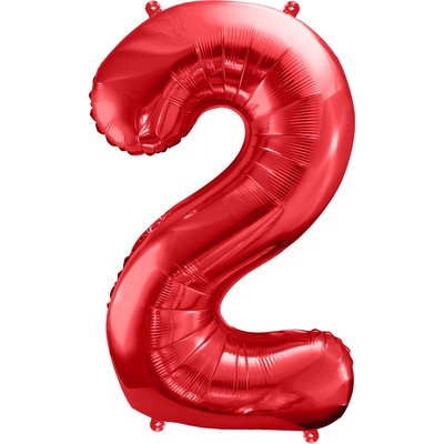 PartyDeco Fóliové číslo 2 červené 86 cm