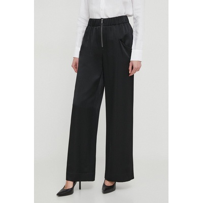 Sisley Панталон Sisley в черно с широка каройка, с висока талия (4MMJLF04Q)