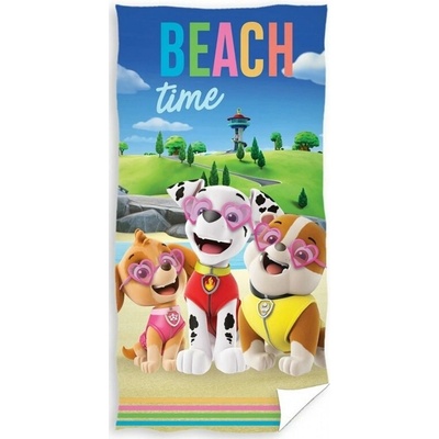 Carbotex Plážová osuška Paw Patrol Tlapková patrola motív Beach Time 70 x 140 cm