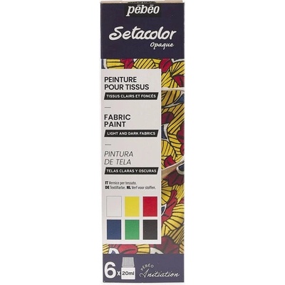 Pébéo Setacolor Opaque súprava farieb na textil 6 ks 20 ml